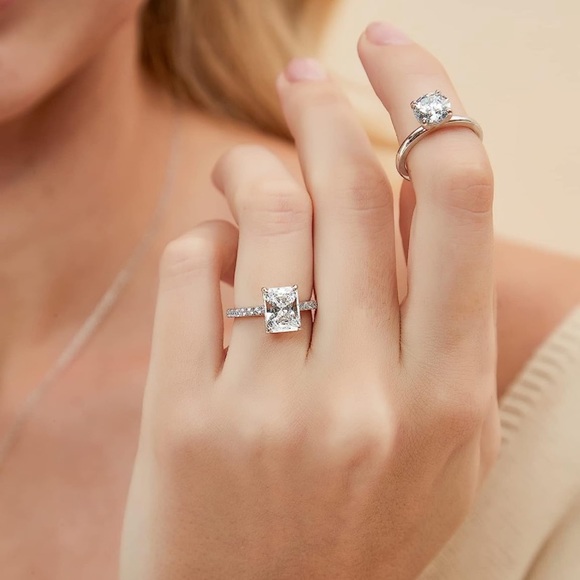 3 Carat Radiant Cut Hidden Halo Diamond Ring - Picture 7 of 9